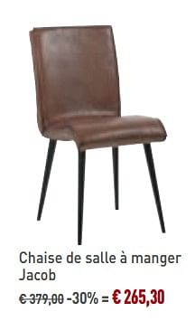 Promoties Chaise de salle à manger jacob - Bristol - Geldig van 03/03/2019 tot 30/03/2019 bij Overstock