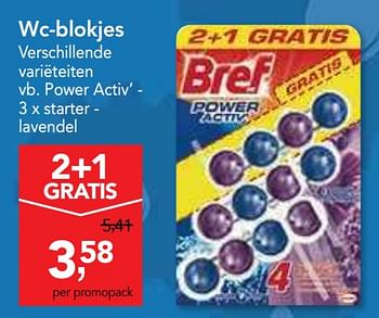Promoties Wc-blokjes power activ` - 3 x starter - lavendel - Bref - Geldig van 13/03/2019 tot 26/03/2019 bij Makro