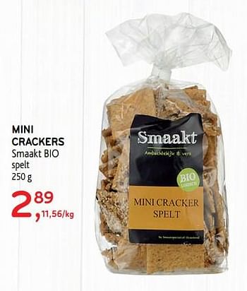 Promotions Mini crackers smaakt bio spelt - Smaakt - Valide de 13/03/2019 à 26/03/2019 chez Alvo