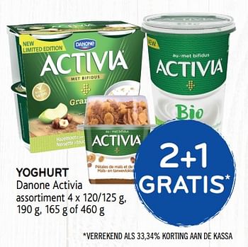 Promoties 2+1 gratis yoghurt danone activia assortiment - Danone - Geldig van 13/03/2019 tot 26/03/2019 bij Alvo