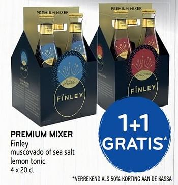 Promoties 1+1 gratis premium mixer finley muscovado of sea salt lemon tonic - Finley - Geldig van 13/03/2019 tot 26/03/2019 bij Alvo