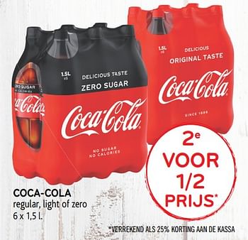 Promoties 2e voor 1-2 prijs coca-cola regular, light of zero - Coca Cola - Geldig van 13/03/2019 tot 26/03/2019 bij Alvo