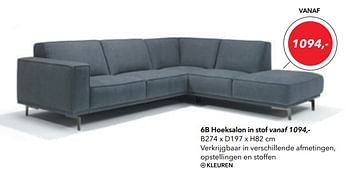 Promoties Hoeksalon in stof - Huismerk - Domo Meubelen & Deco - Geldig van 01/03/2019 tot 30/04/2019 bij Domo Meubelen & Deco