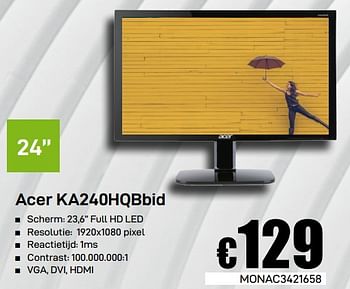 Promoties Acer ka240hqbbid - Acer - Geldig van 08/03/2019 tot 07/04/2019 bij Compudeals