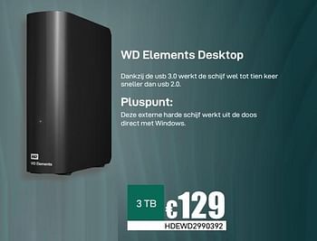 Promoties Wd elements desktop - Western Digital - Geldig van 08/03/2019 tot 07/04/2019 bij Compudeals