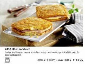 Promotions Rosti sandwich - Produit maison - Bofrost - Valide de 01/03/2019 à 29/09/2019 chez Bofrost