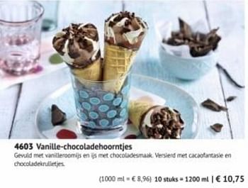 Promotions Vanille chocoladehoorntjes - Produit maison - Bofrost - Valide de 01/03/2019 à 29/09/2019 chez Bofrost