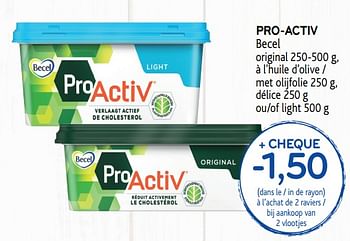 Promotions Pro-activ becel original à l`huile d`olive - Becel - Valide de 13/03/2019 à 26/03/2019 chez Alvo