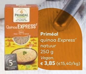 Promoties Priméal quinoa express` natuur - Priméal - Geldig van 06/03/2019 tot 02/04/2019 bij Bioplanet