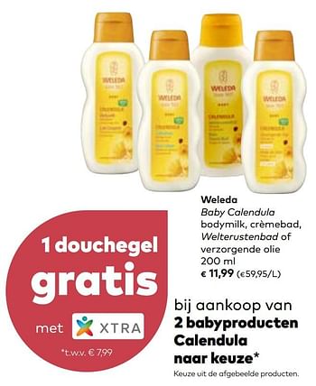 Promoties Weleda baby calendula bodymilk, crèmebad, welterustenbad of verzorgende olie - Weleda - Geldig van 06/03/2019 tot 02/04/2019 bij Bioplanet