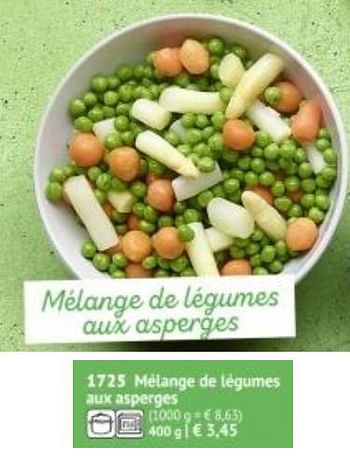 Promotions Mélange de légumes aux asperges - Produit maison - Bofrost - Valide de 01/03/2019 à 29/09/2019 chez Bofrost