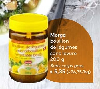 Promotions Morga bouillon de légumes sans levure - Morga - Valide de 06/03/2019 à 02/04/2019 chez Bioplanet
