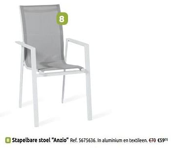 Promoties Stapelbare stoel anzio - Huismerk - Brico - Geldig van 01/04/2019 tot 30/06/2019 bij Brico