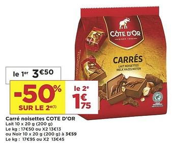 Promoties Carré noisettes cote d`or - Cote D'Or - Geldig van 12/03/2019 tot 24/03/2019 bij Super Casino