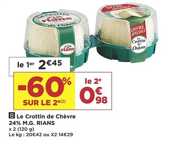 Promotions Le crottin de chèvre rians - Rians - Valide de 12/03/2019 à 24/03/2019 chez Super Casino
