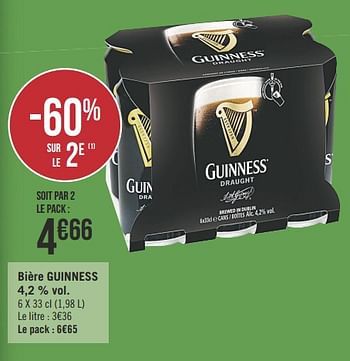 Promotions Bière guinness - Guinness - Valide de 12/03/2019 à 24/03/2019 chez Géant Casino