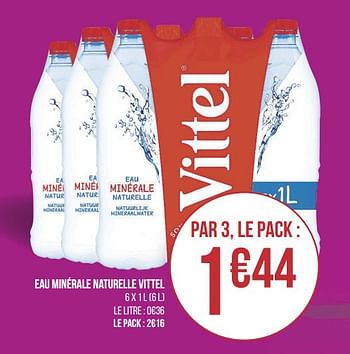 Promotions Eau minérale naturelle vittel - Vittel - Valide de 12/03/2019 à 24/03/2019 chez Géant Casino