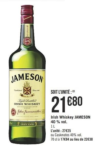 Promoties Irish whiskey jameson - Jameson - Geldig van 12/03/2019 tot 24/03/2019 bij Géant Casino