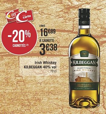 Promotions Irish whiskey kilbeggan - Kilbeggan - Valide de 12/03/2019 à 24/03/2019 chez Géant Casino