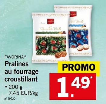 Promotions Pralines au fourrage croustillant - Favorina - Valide de 18/03/2019 à 23/03/2019 chez Lidl