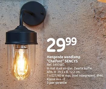 Promotions Hangende wandlamp chalfont sencys - Sencys - Valide de 01/04/2019 à 30/06/2019 chez Brico