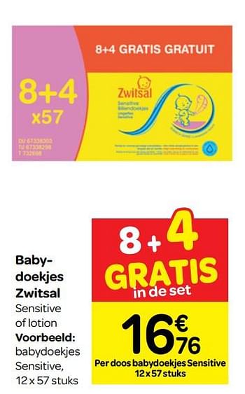 Promoties Babydoekjes sensitive - Zwitsal - Geldig van 13/03/2019 tot 25/03/2019 bij Carrefour
