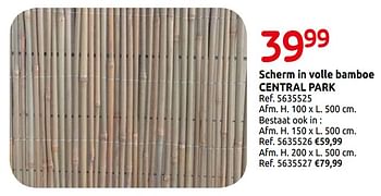 Promoties Scherm in volle bamboe - Central Park - Geldig van 01/04/2019 tot 30/06/2019 bij Brico