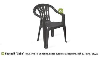 Promotions Fauteuil cuba - Produit maison - Brico - Valide de 01/04/2019 à 30/06/2019 chez Brico