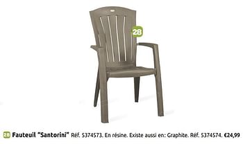 Promotions Fauteuil santorini - Jardin - Valide de 01/04/2019 à 30/06/2019 chez Brico