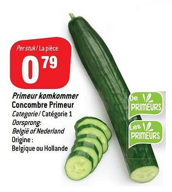 Promoties Primeur komkommer concombre primeur - Huismerk - Match - Geldig van 13/03/2019 tot 19/03/2019 bij Match