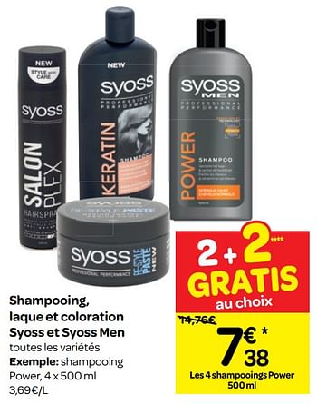 Promotions Shampooing, laque et coloration syoss et syoss men - Syoss - Valide de 13/03/2019 à 25/03/2019 chez Carrefour
