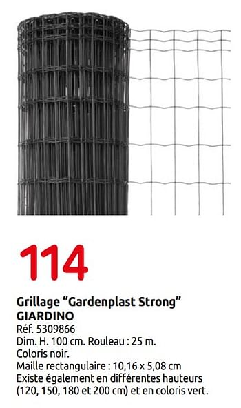 Promoties Grillage gardenplast strong giardino - Giardino - Geldig van 01/04/2019 tot 30/06/2019 bij Brico