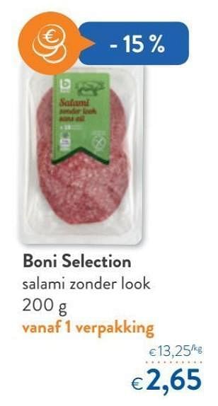 Promotions Boni selection salami zonder look - Boni - Valide de 13/03/2019 à 26/03/2019 chez OKay