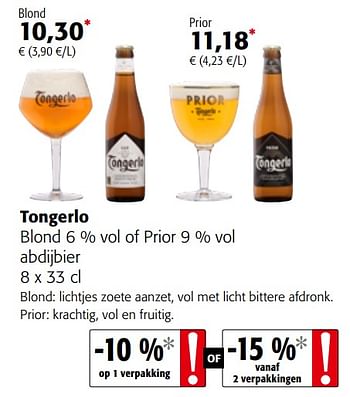 Promoties Tongerlo blond of prior abdijbier - Tongerlo - Geldig van 13/03/2019 tot 26/03/2019 bij Colruyt