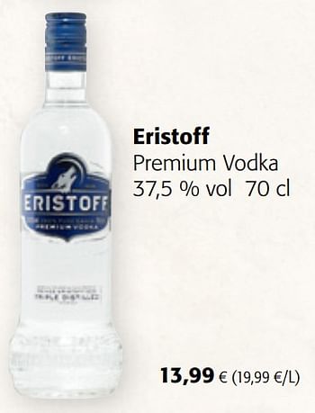 Promotions Eristoff premium vodka - Eristoff - Valide de 13/03/2019 à 26/03/2019 chez Colruyt