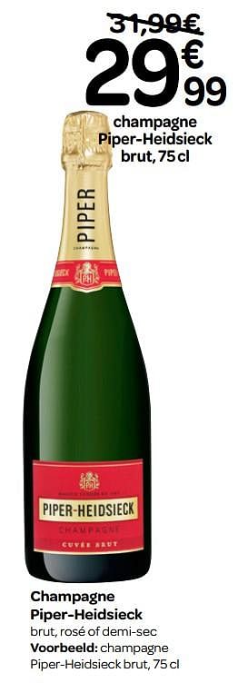 Promoties Champagne piper-heidsieck brut, rosé of demi-sec - Piper-Heidsieck - Geldig van 13/03/2019 tot 31/03/2019 bij Carrefour
