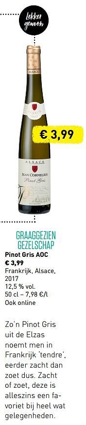 Promoties Pinot gris aoc frankrijk, alsace, 2017 - Witte wijnen - Geldig van 18/03/2019 tot 20/04/2019 bij Lidl