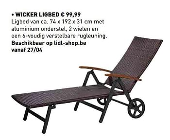 Promoties Wicker ligbed - Huismerk - Lidl - Geldig van 18/03/2019 tot 04/05/2019 bij Lidl