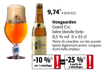 Promoties Hoegaarden grand cru bière blonde forte - Hoegaarden - Geldig van 13/03/2019 tot 26/03/2019 bij Colruyt