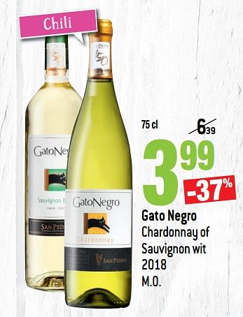 Promoties Gato negro chardonnay of sauvignon wit 2018 - Witte wijnen - Geldig van 13/03/2019 tot 09/04/2019 bij Smatch
