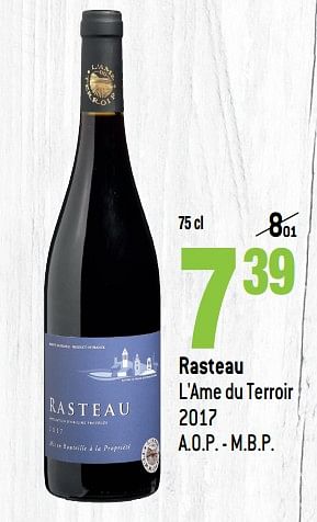 Promotions Rasteau l`ame du terroir 2017 - Vins rouges - Valide de 13/03/2019 à 09/04/2019 chez Match
