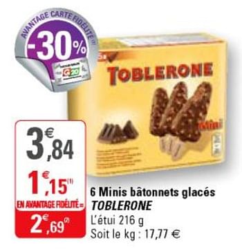 Promotions 6 minis bâtonnets glacés toblerone - Toblerone - Valide de 13/03/2019 à 24/03/2019 chez G20