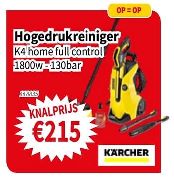 Promoties Kärcher hogedrukreiniger k4 home full control - Kärcher - Geldig van 14/03/2019 tot 27/03/2019 bij Cevo Market