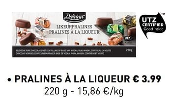 Promotions Pralines à la liqueur - Delicieux - Valide de 18/03/2019 à 20/04/2019 chez Lidl