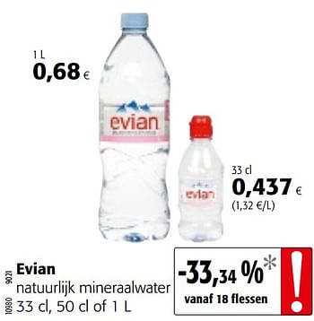 Promotions Evian natuurlijk mineraalwater - Evian - Valide de 13/03/2019 à 26/03/2019 chez Colruyt