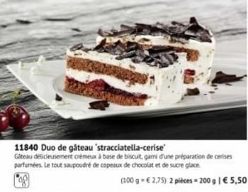Promotions Duo de gâteau stracciatella-cerise - Produit maison - Bofrost - Valide de 01/03/2019 à 29/09/2019 chez Bofrost