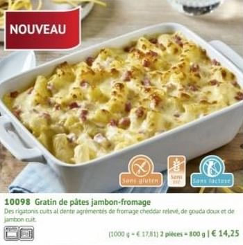 Promotions Gratin de pâtes jambon-fromage - Produit maison - Bofrost - Valide de 01/03/2019 à 29/09/2019 chez Bofrost