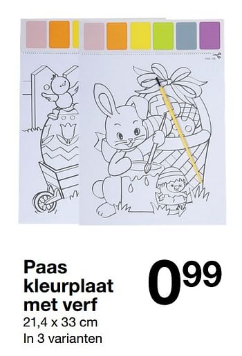 Promoties Paas kleurplaat met verf - Huismerk - Zeeman  - Geldig van 16/03/2019 tot 22/03/2019 bij Zeeman