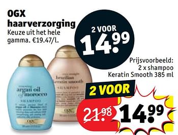 Promoties Shampoo keratin smooth - OGX - Geldig van 19/03/2019 tot 24/03/2019 bij Kruidvat