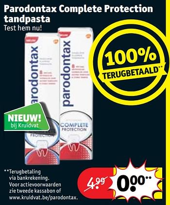 Promoties Parodontax complete protection tandpasta - Parodontax - Geldig van 19/03/2019 tot 24/03/2019 bij Kruidvat